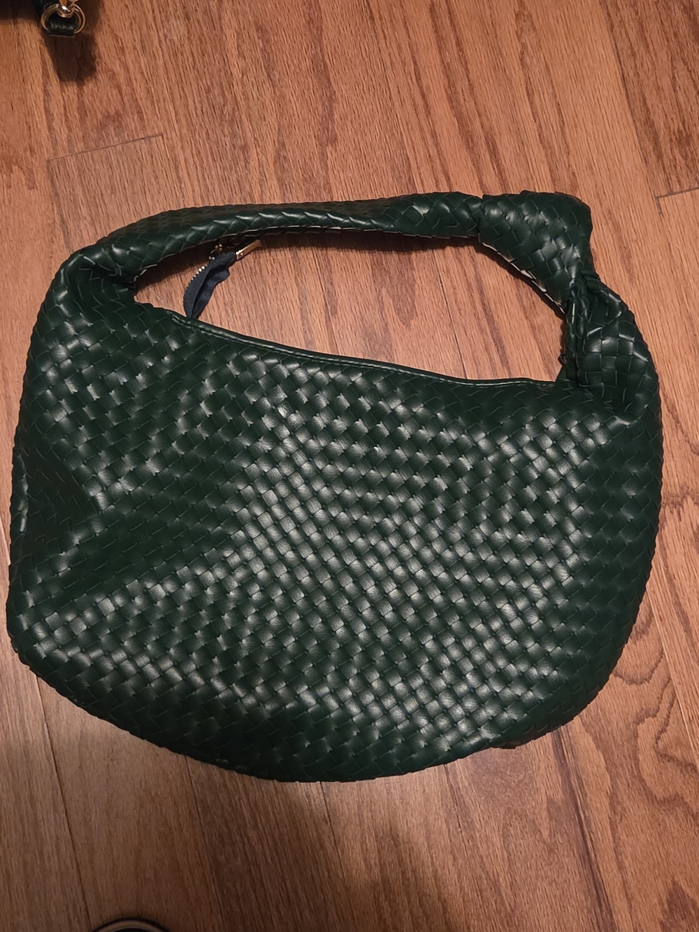 Woven Hobo Shoulder Bag in Deep Green